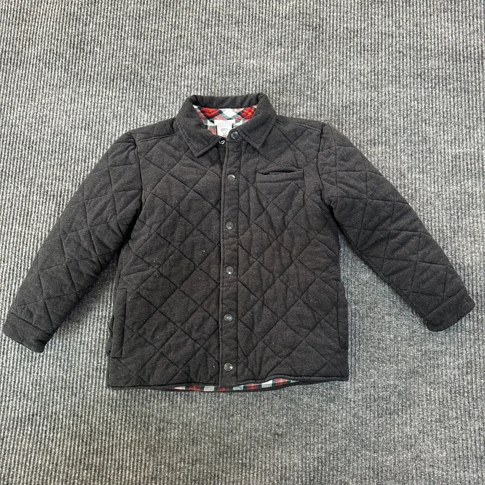 Tommy Bahama Boys Quilted Flannel Lined Shirt Jacket M 7/8 Gray Cotton Blend